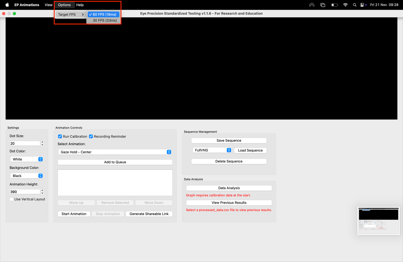Frame rate selection
