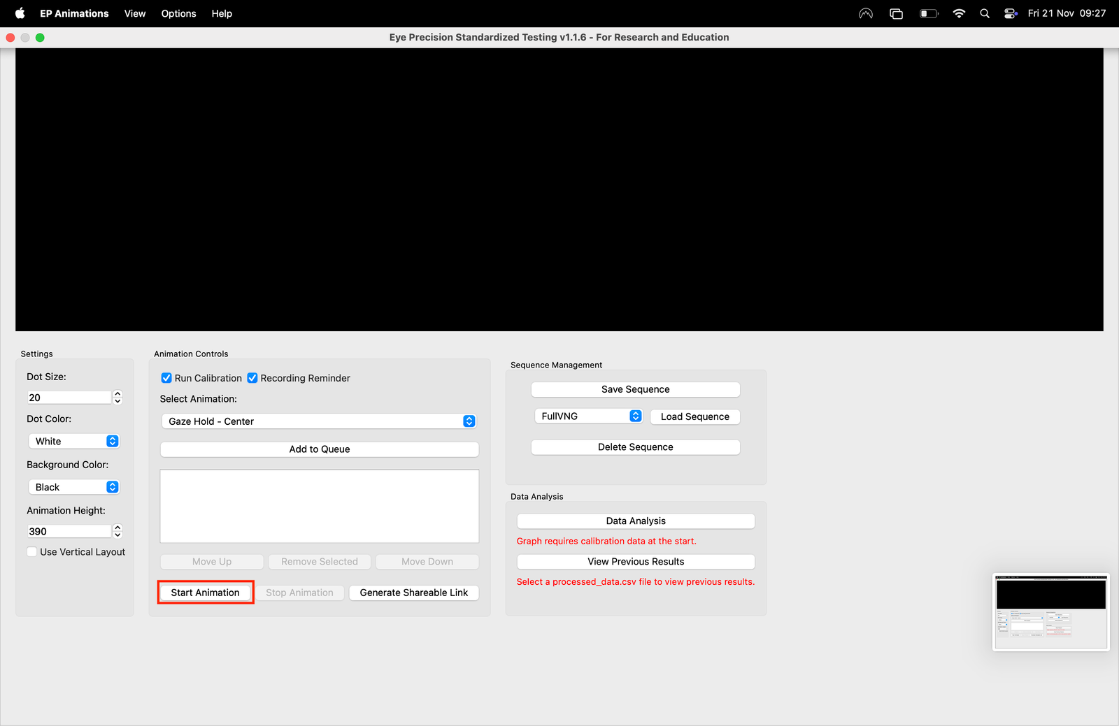 Start Animation button