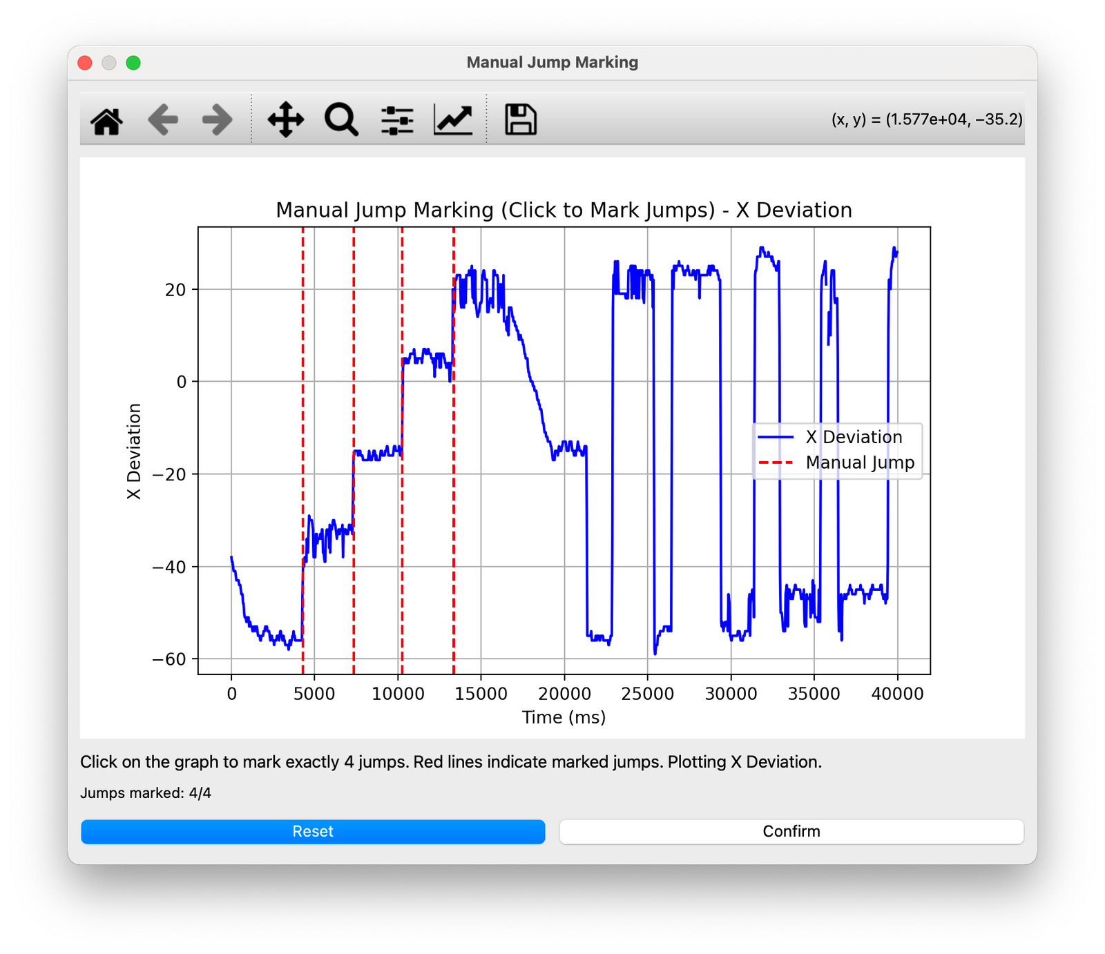 Manual Calibration popup