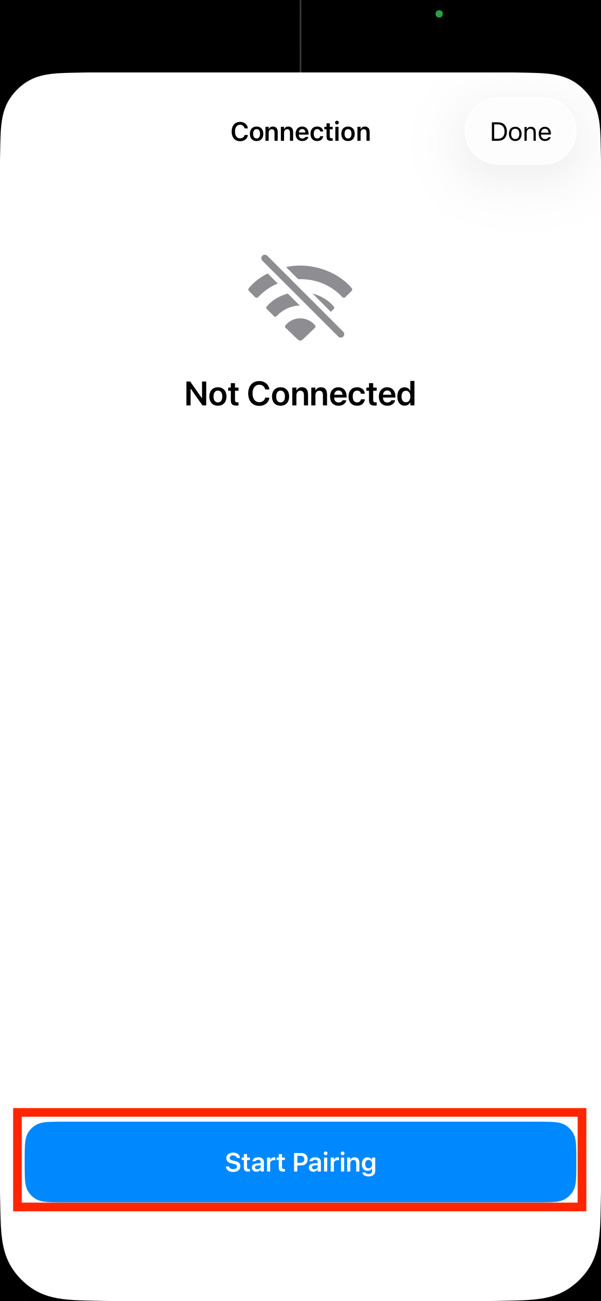 Start pairing button