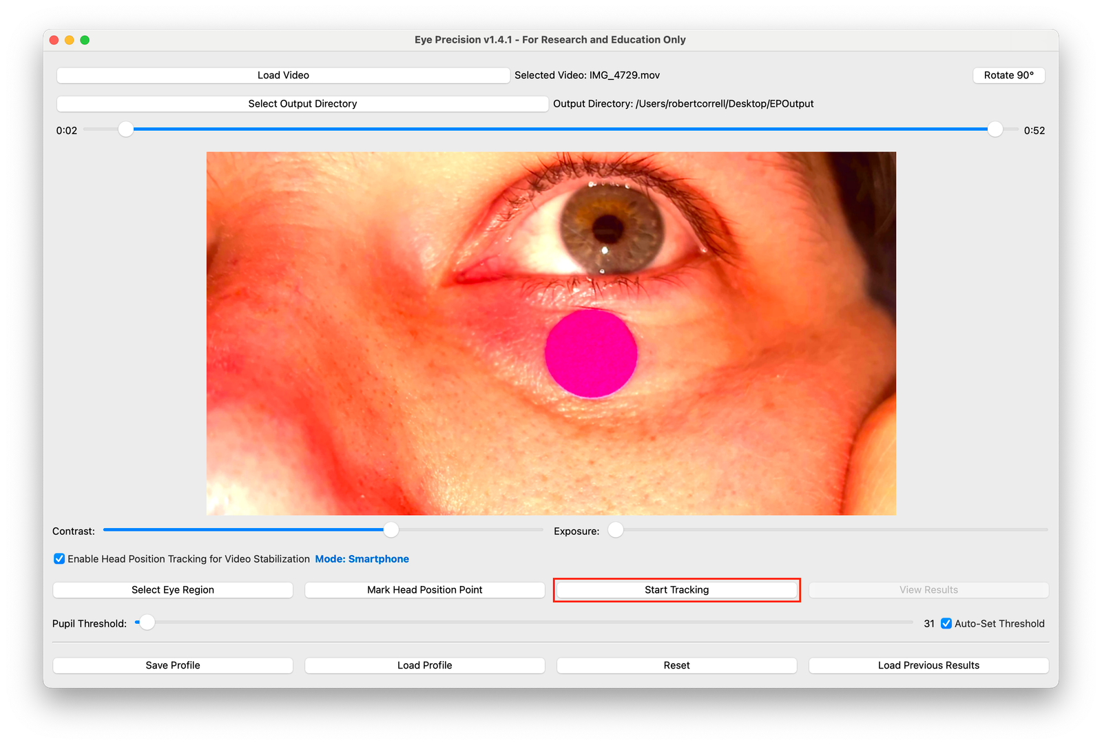 Start Tracking button