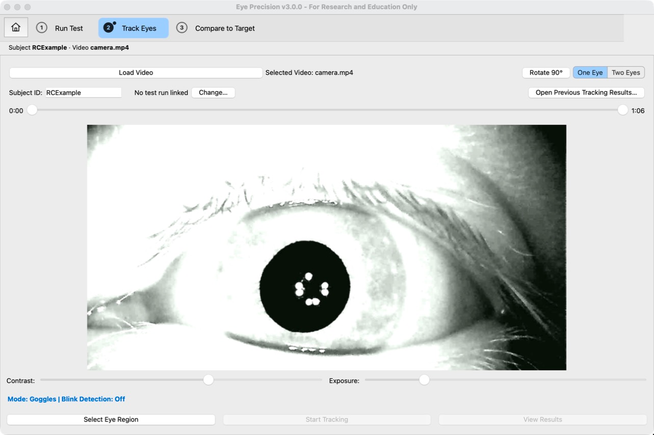 Track Eyes with a video loaded